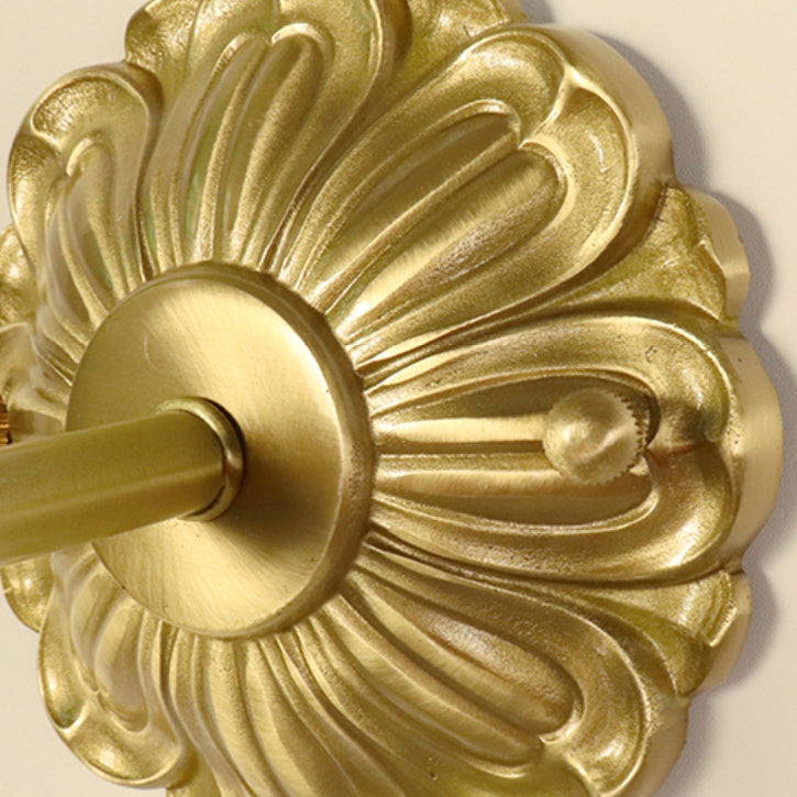 Brass Glass Flower Bedroom Wall Lamp