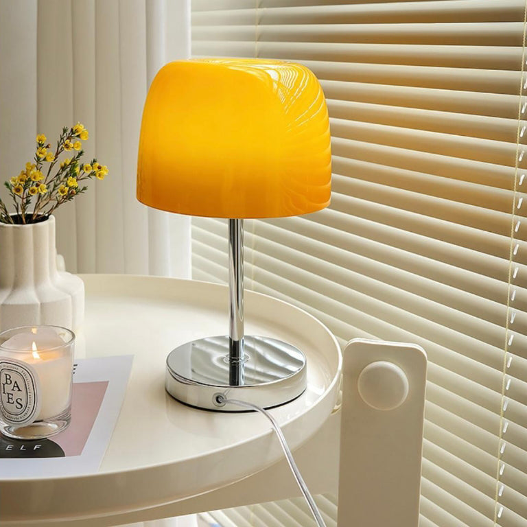 Stainless Steel Glass Round Table Lamp