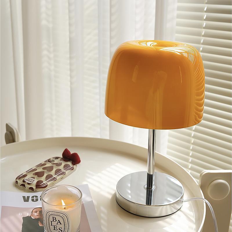 Stainless Steel Glass Round Table Lamp