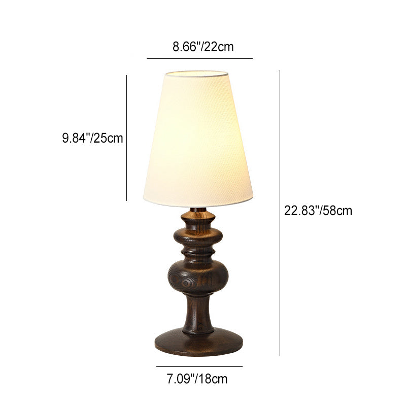 Fabric Round Solid Wood Table Lamp
