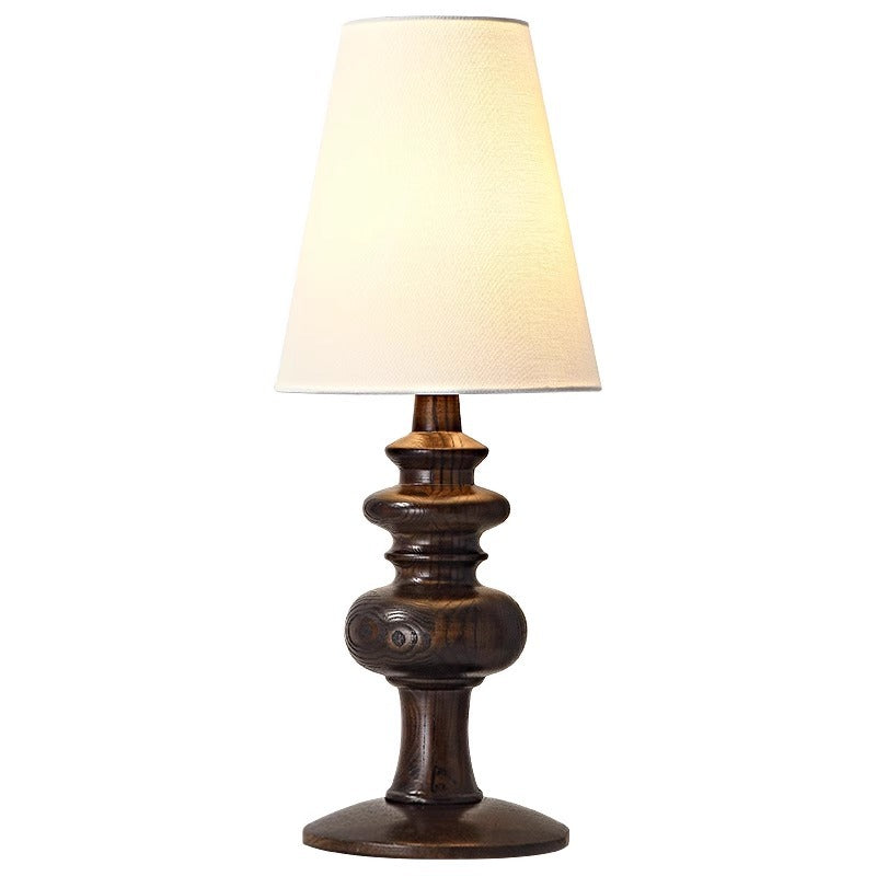 Fabric Round Solid Wood Table Lamp