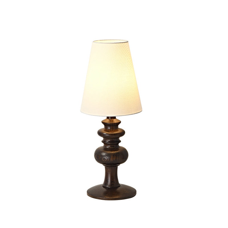 Fabric Round Solid Wood Table Lamp