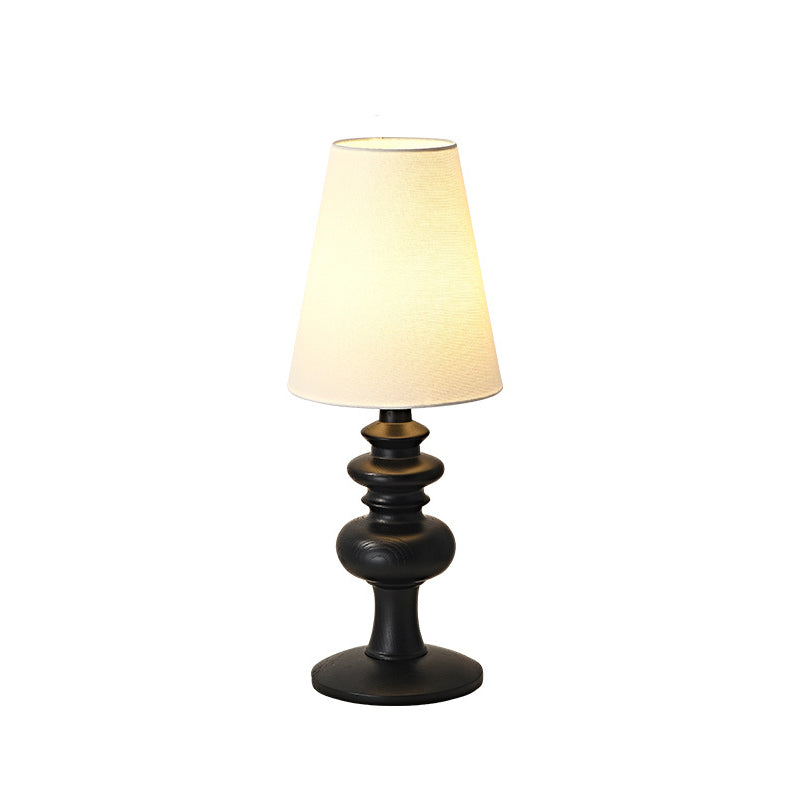 Fabric Round Solid Wood Table Lamp