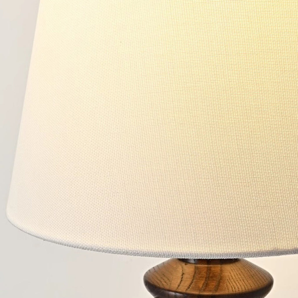 Fabric Round Solid Wood Table Lamp