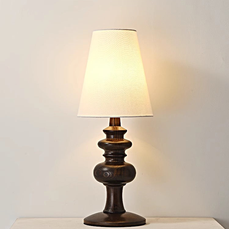 Fabric Round Solid Wood Table Lamp
