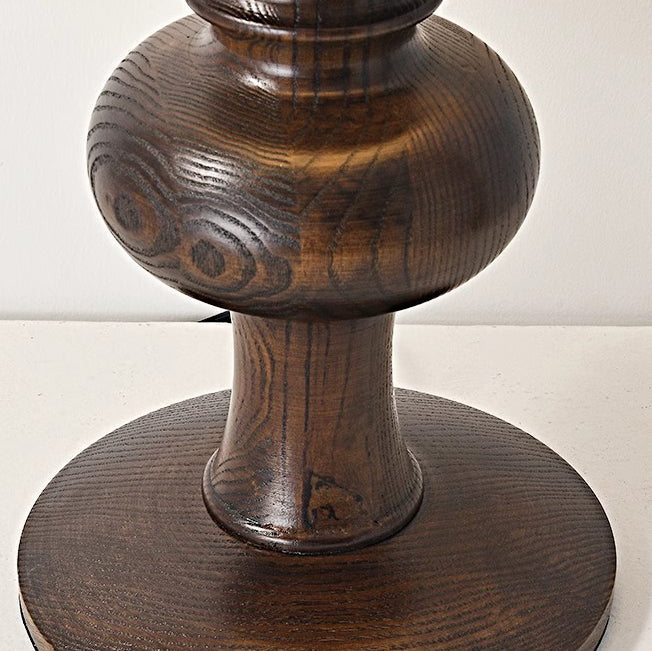 Fabric Round Solid Wood Table Lamp
