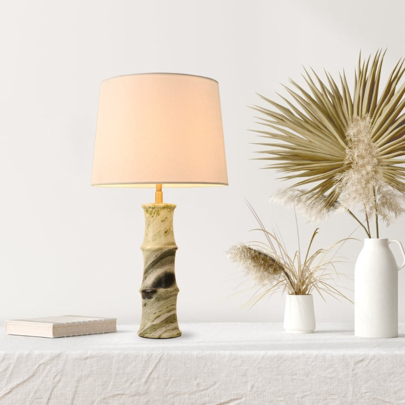 Fabric Marble Imitation Bamboo Table Lamp