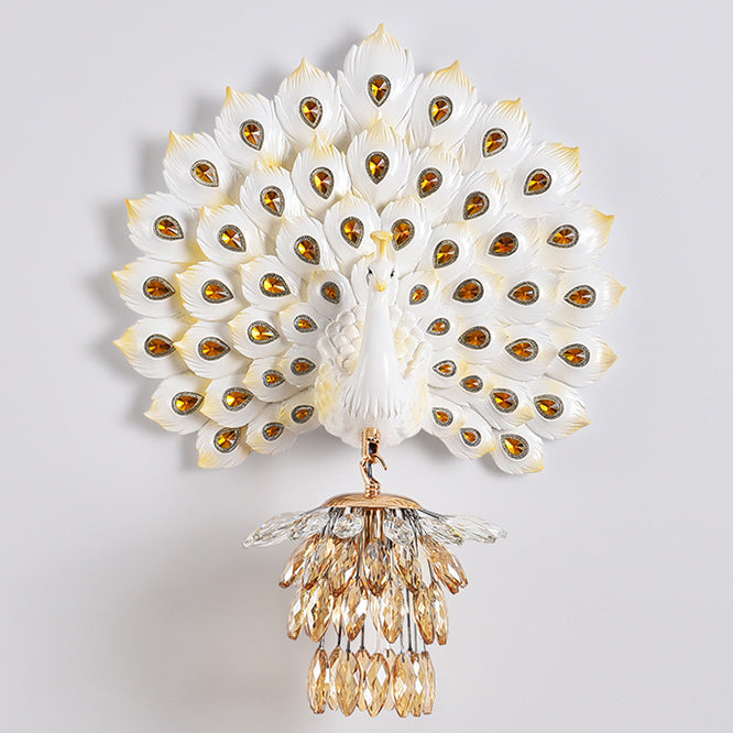 Resin Peacock Crystal Ball Wall Lamp