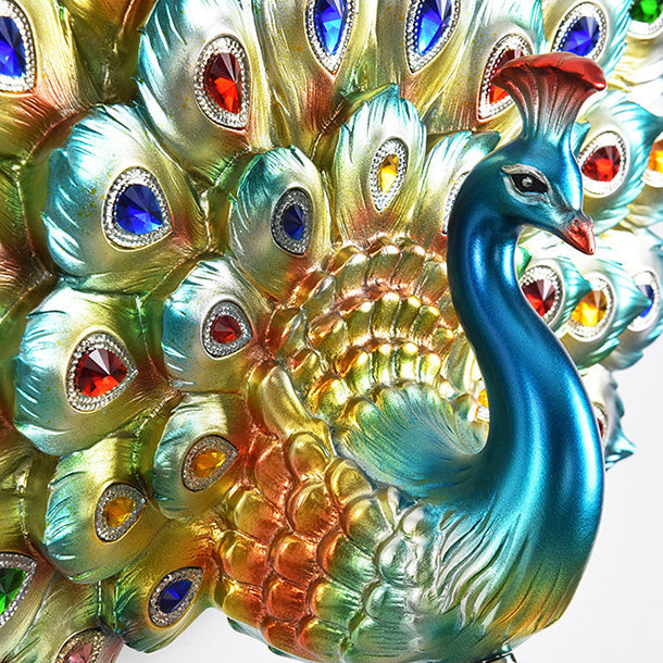 Resin Peacock Crystal Ball Wall Lamp