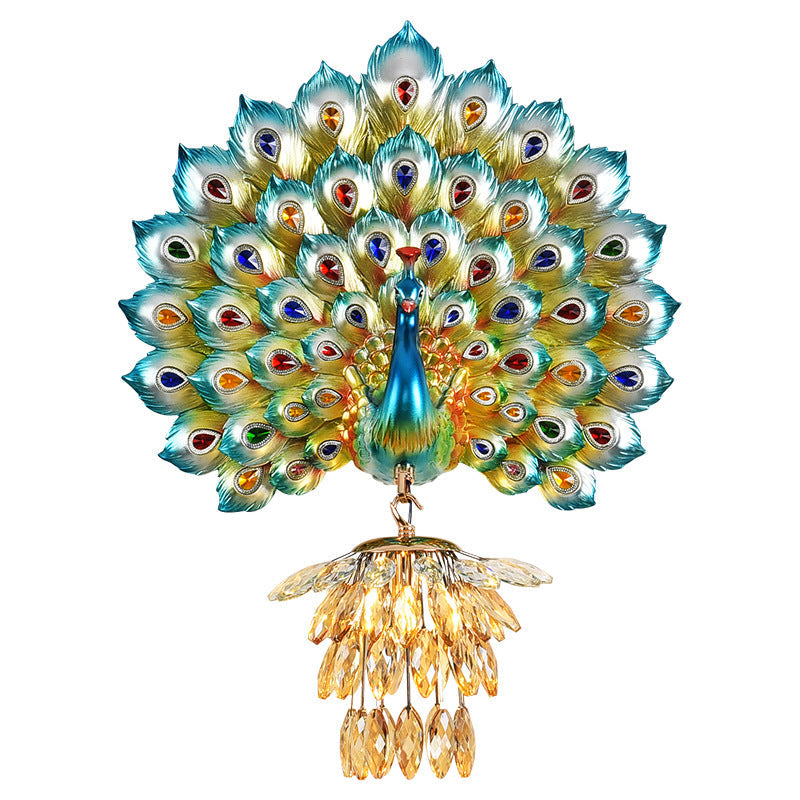 Resin Peacock Crystal Ball Wall Lamp
