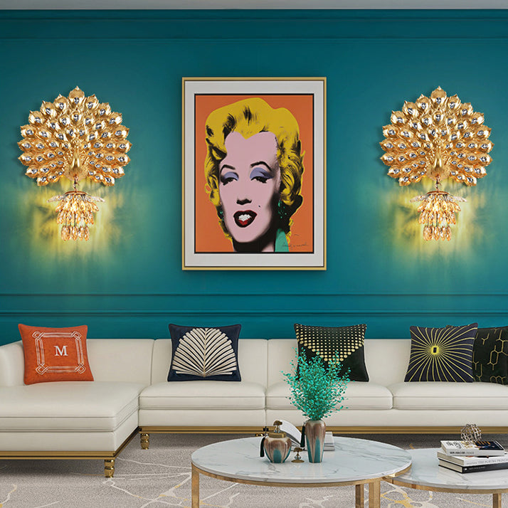 Resin Peacock Crystal Ball Wall Lamp