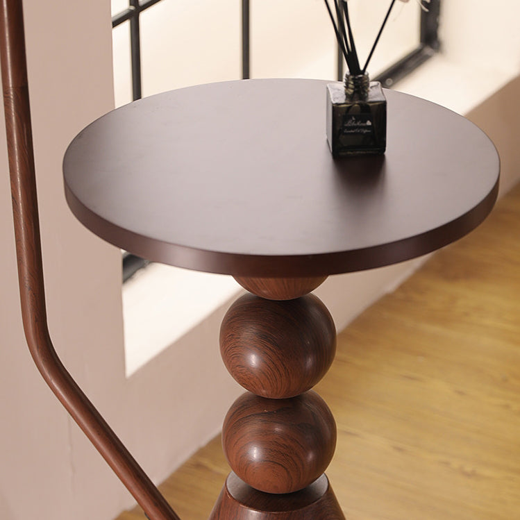 Glass Round Solid Wood Floor Lamp