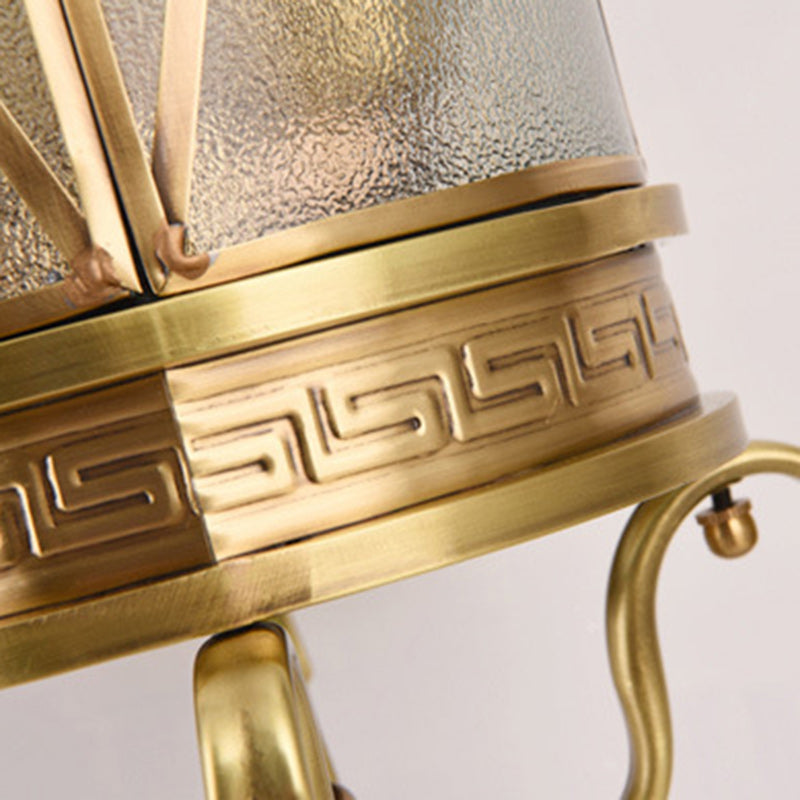 Brass Frame Cylinder Water 3-Light Outdoor Light