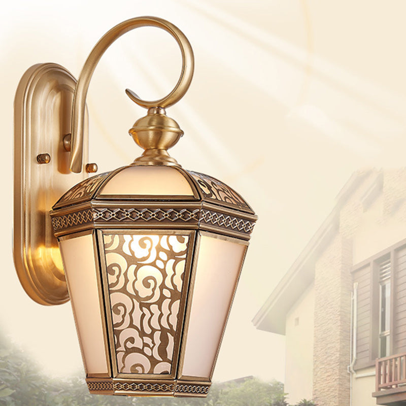 Brass Frame Glass Garden Outdoor Light