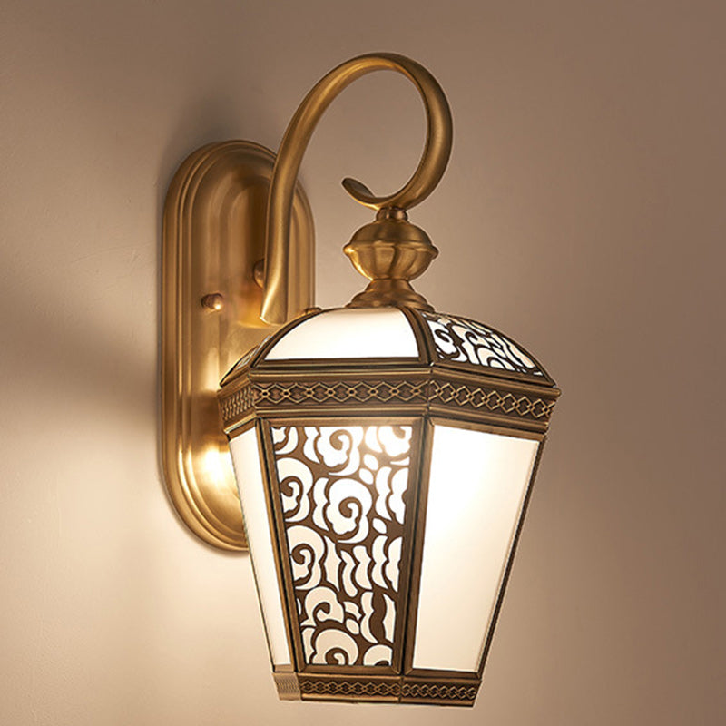 Brass Frame Glass Garden Outdoor Light