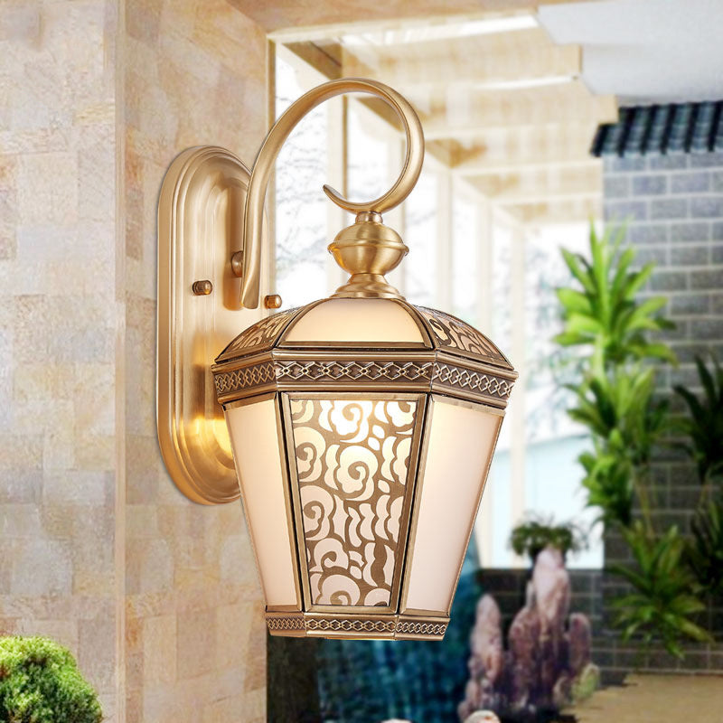Brass Frame Glass Garden Outdoor Light