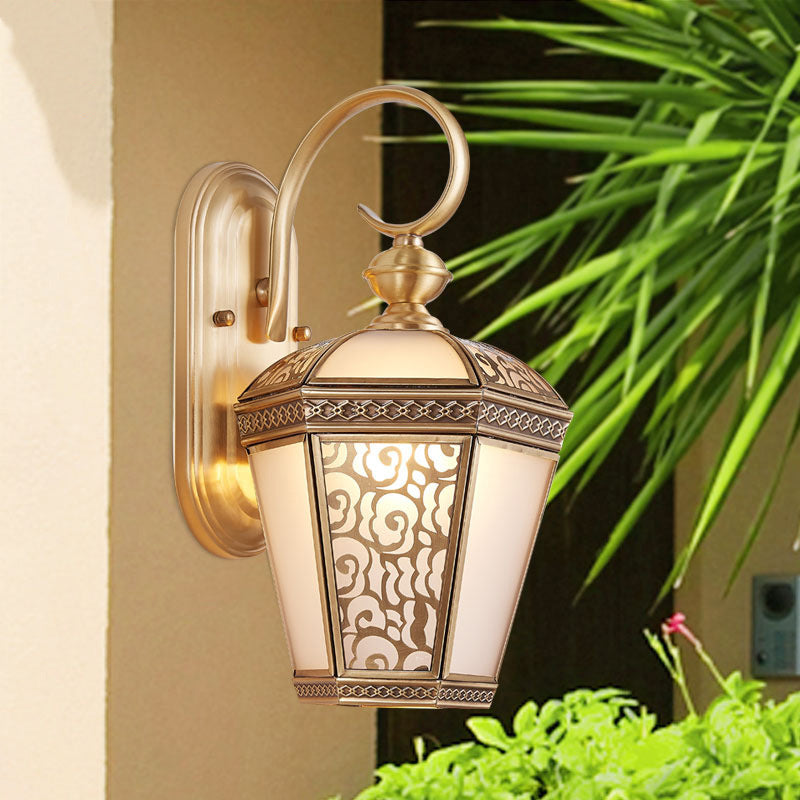 Brass Frame Glass Garden Outdoor Light