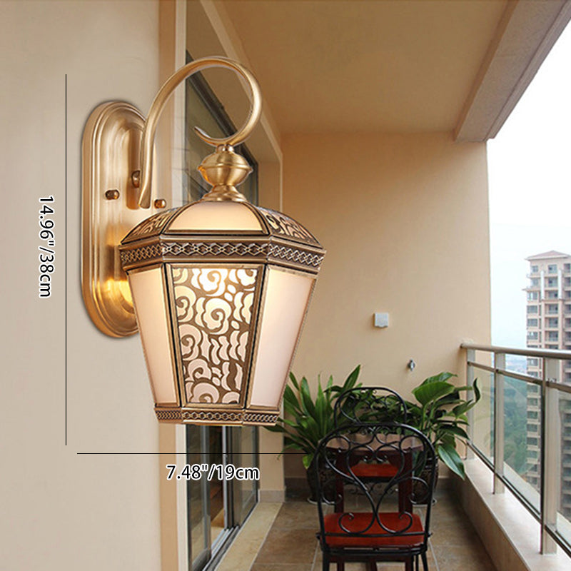 Brass Frame Glass Garden Outdoor Light