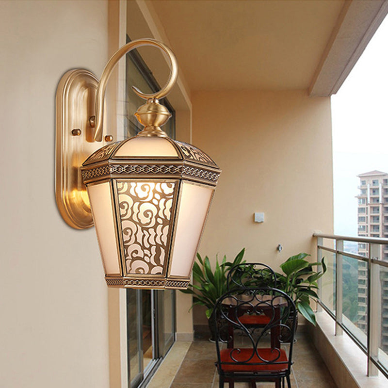 Brass Frame Glass Garden Outdoor Light