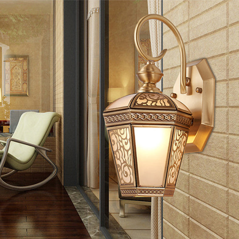 Brass Frame Glass Garden Outdoor Light