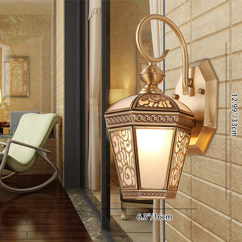 Brass Frame Glass Garden Outdoor Light
