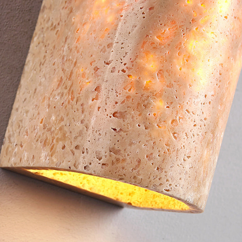 Pleated Travertine Semicircle Garden Outdoor Light