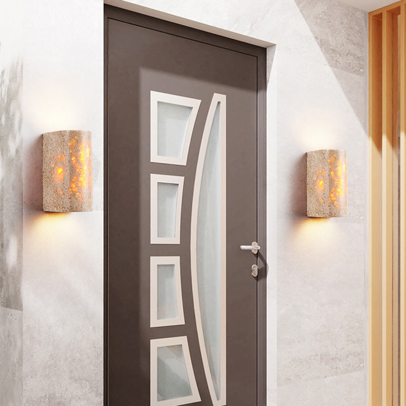 Pleated Travertine Semicircle Garden Outdoor Light