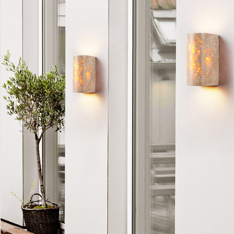 Pleated Travertine Semicircle Garden Outdoor Light