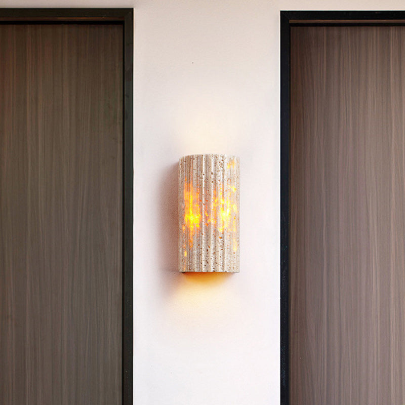 Pleated Travertine Semicircle Garden Outdoor Light