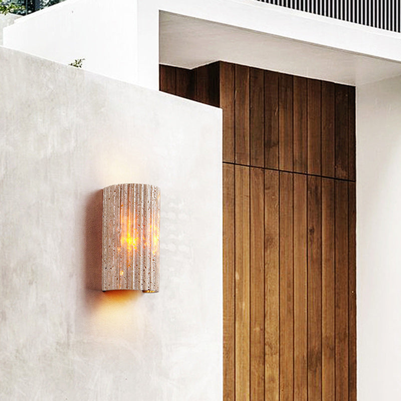 Pleated Travertine Semicircle Garden Outdoor Light