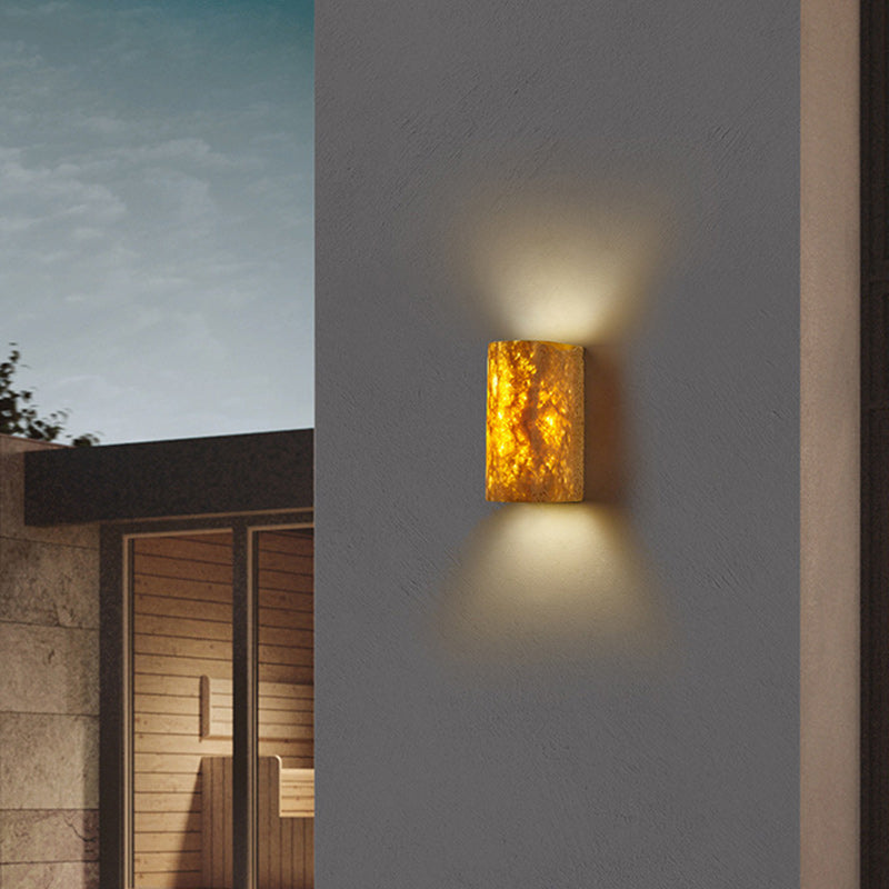 Pleated Travertine Semicircle Garden Outdoor Light