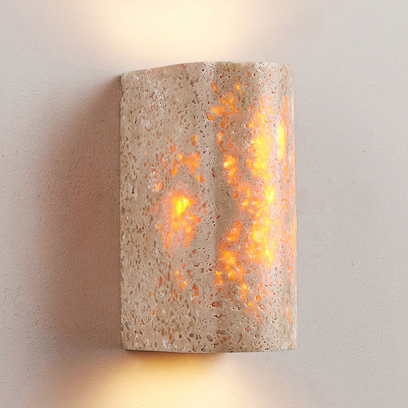 Pleated Travertine Semicircle Garden Outdoor Light