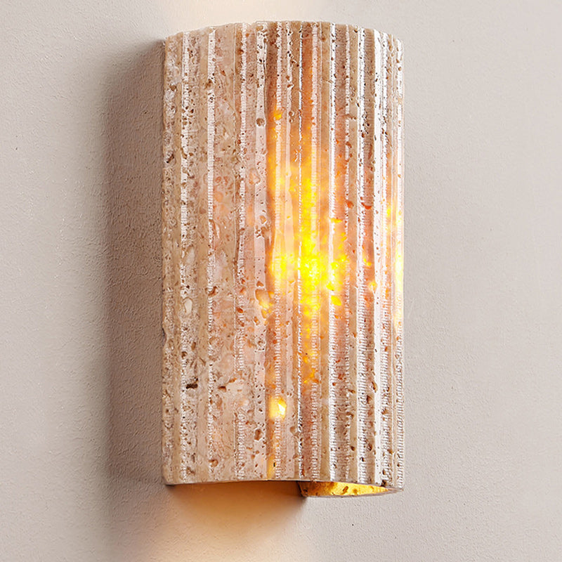 Pleated Travertine Semicircle Garden Outdoor Light