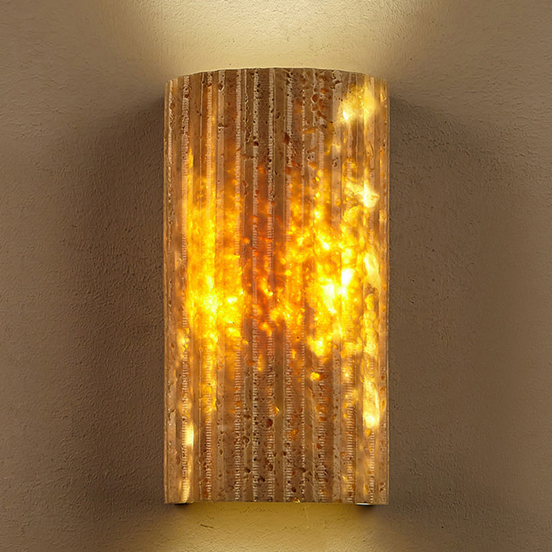 Pleated Travertine Semicircle Garden Outdoor Light