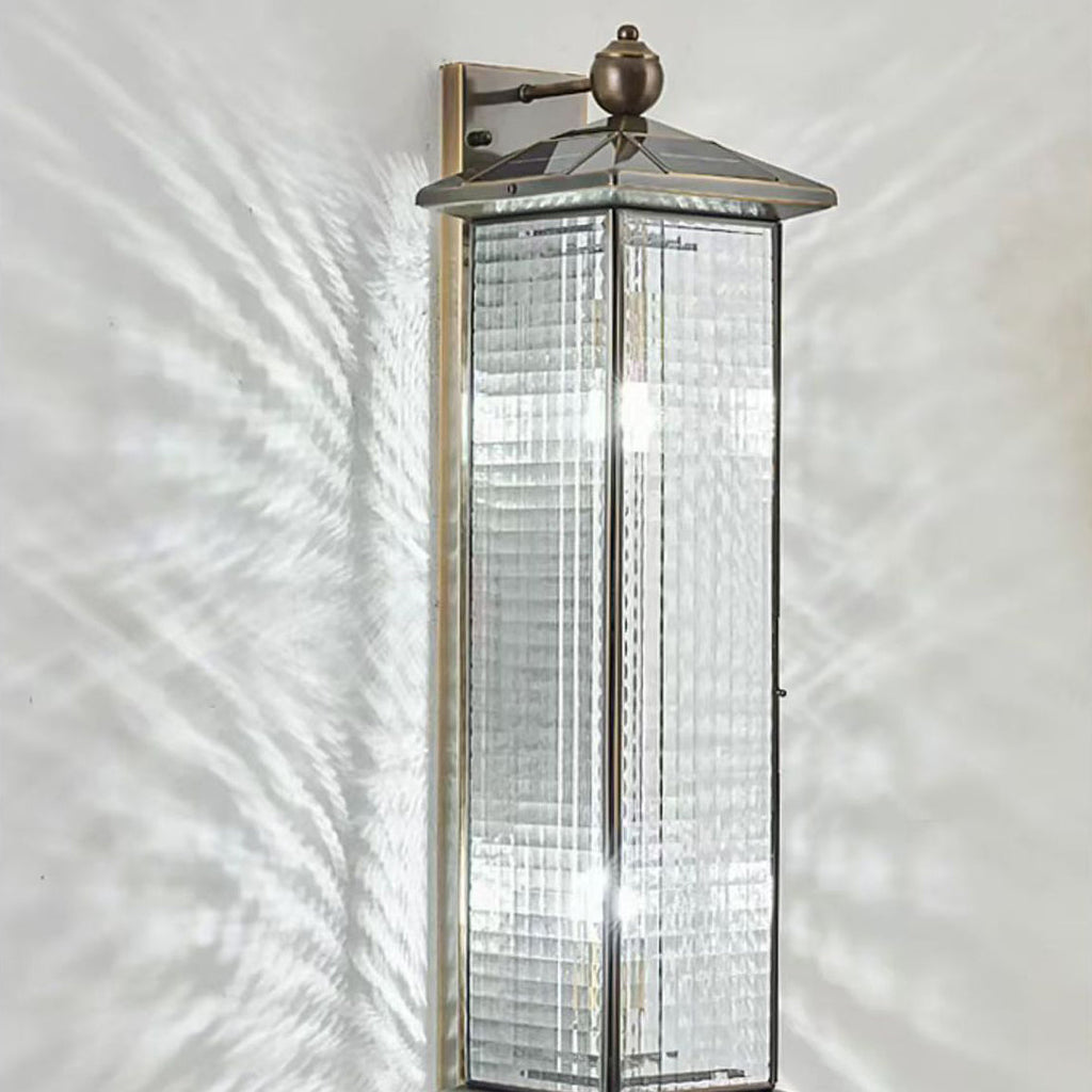 Brass Column Tempered Glass 2-Light Outdoor Light