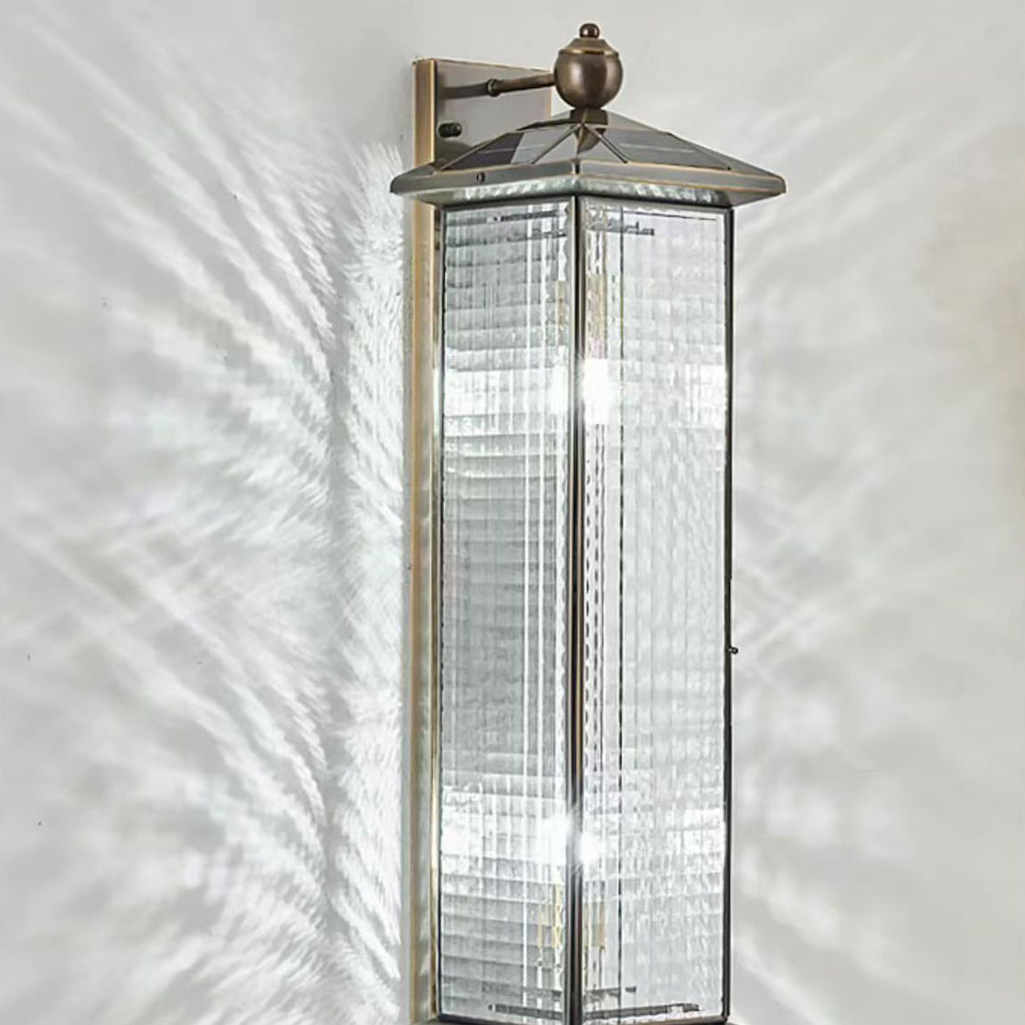 Brass Column Tempered Glass 2-Light Outdoor Light