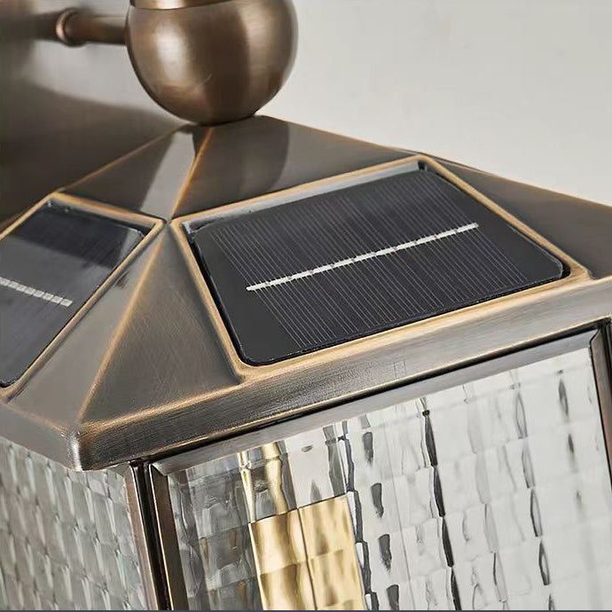 Brass Column Tempered Glass 2-Light Outdoor Light