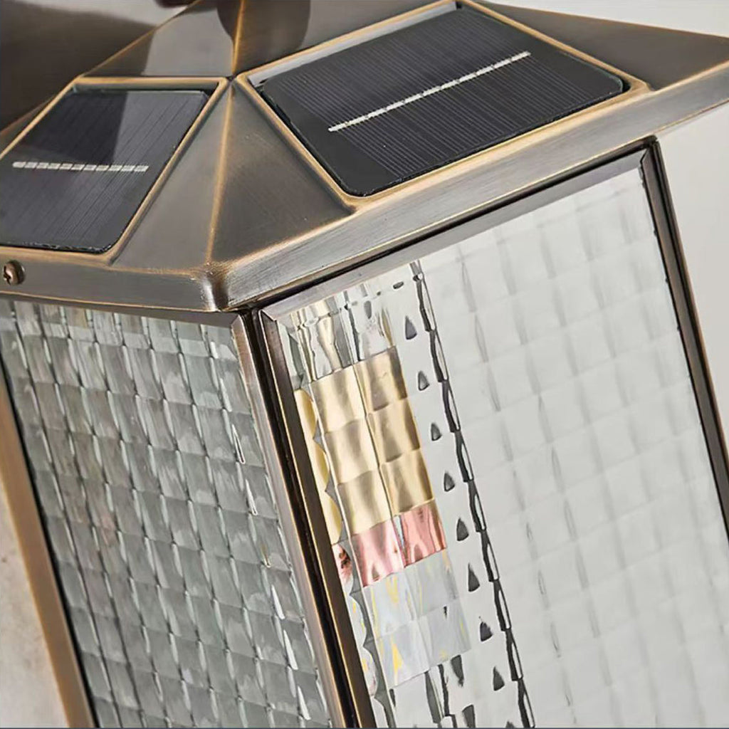 Brass Column Tempered Glass 2-Light Outdoor Light