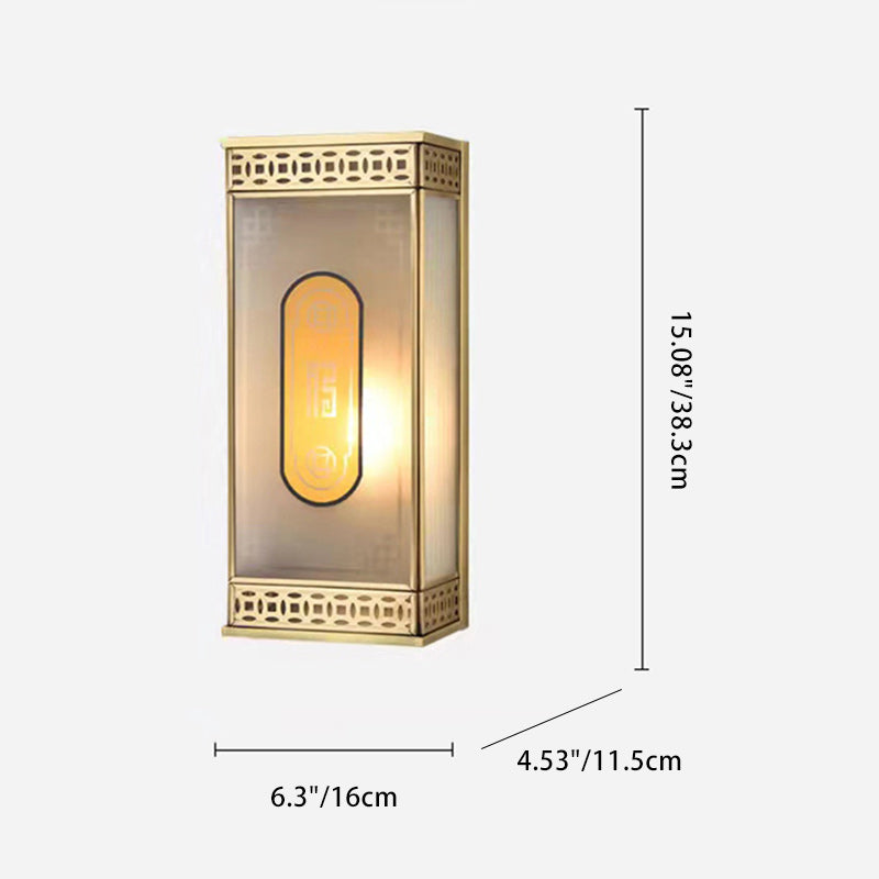 Full Copper Column Glass Outdoor Light
