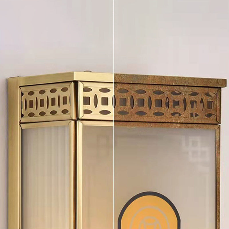 Full Copper Column Glass Outdoor Light