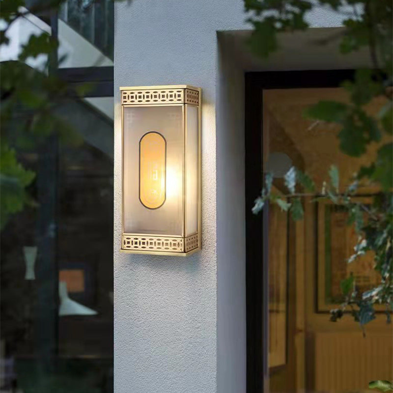 Full Copper Column Glass Outdoor Light