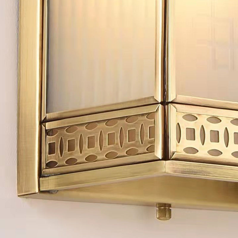 Full Copper Column Glass Outdoor Light