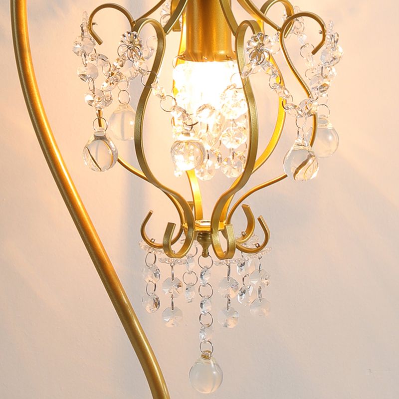Curved Iron Frame Crystal Table Lamp