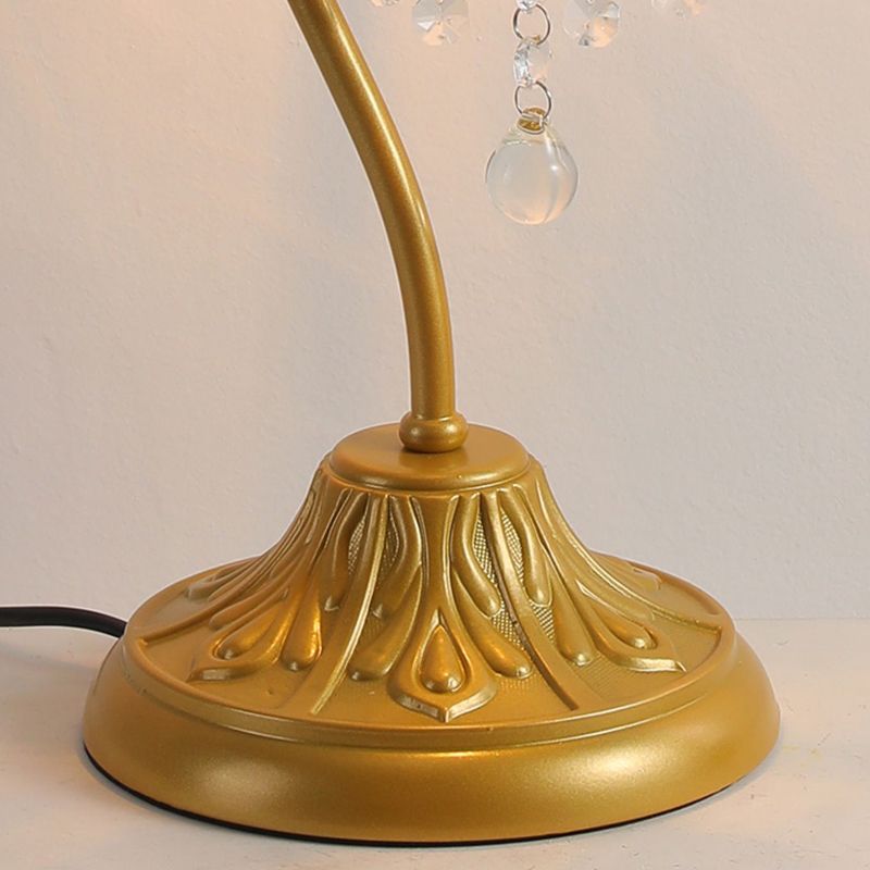 Curved Iron Frame Crystal Table Lamp