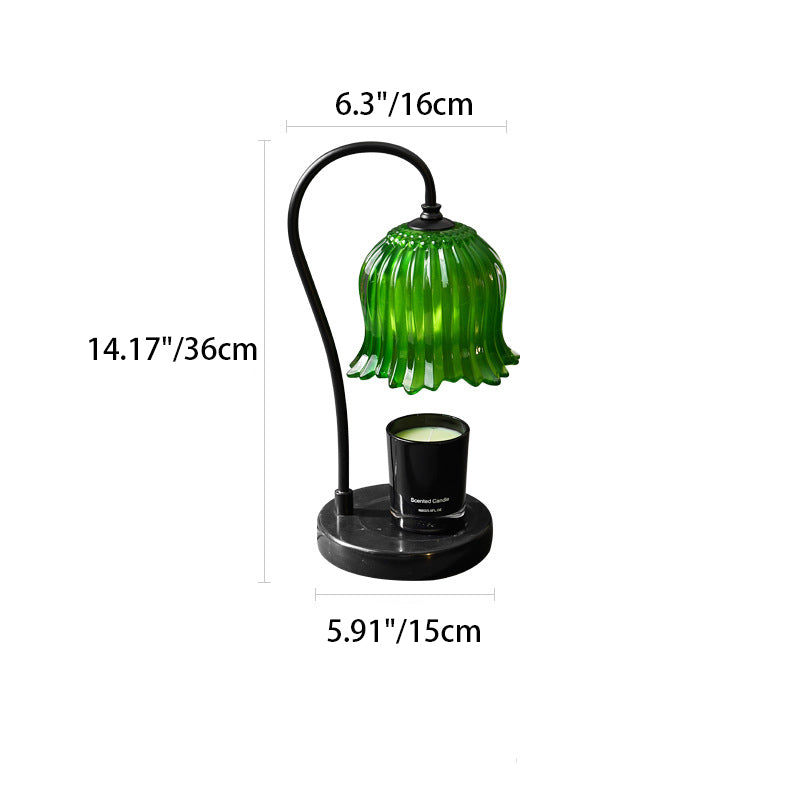 Orchid Flower Glass Marble Table Lamp