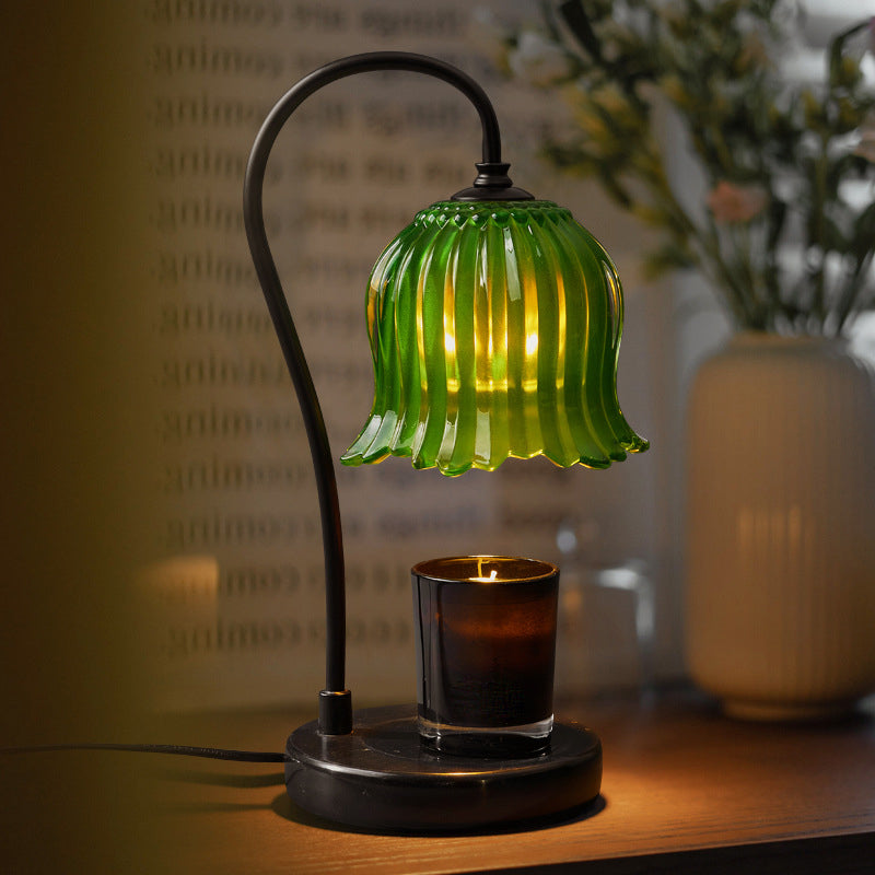 Orchid Flower Glass Marble Table Lamp