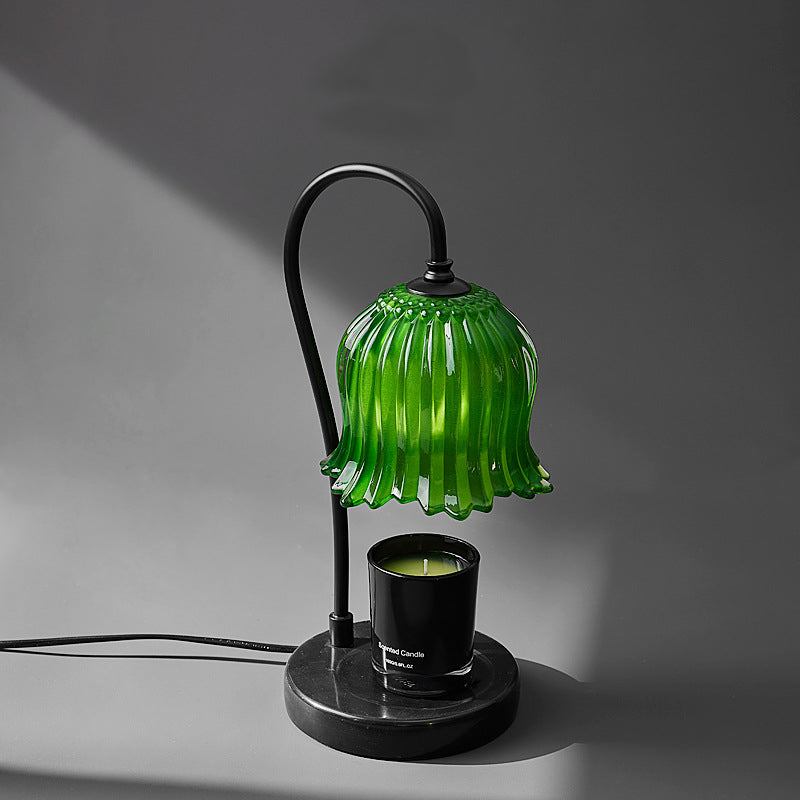 Orchid Flower Glass Marble Table Lamp