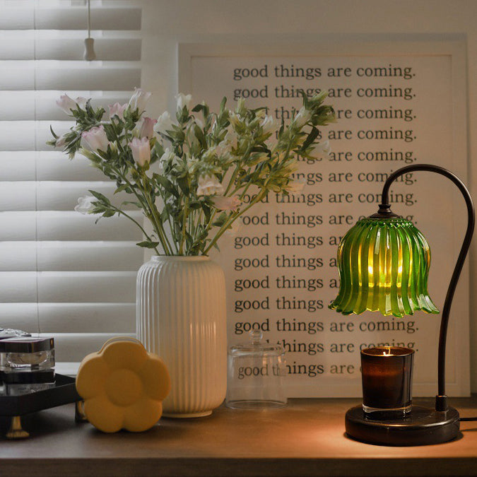 Orchid Flower Glass Marble Table Lamp