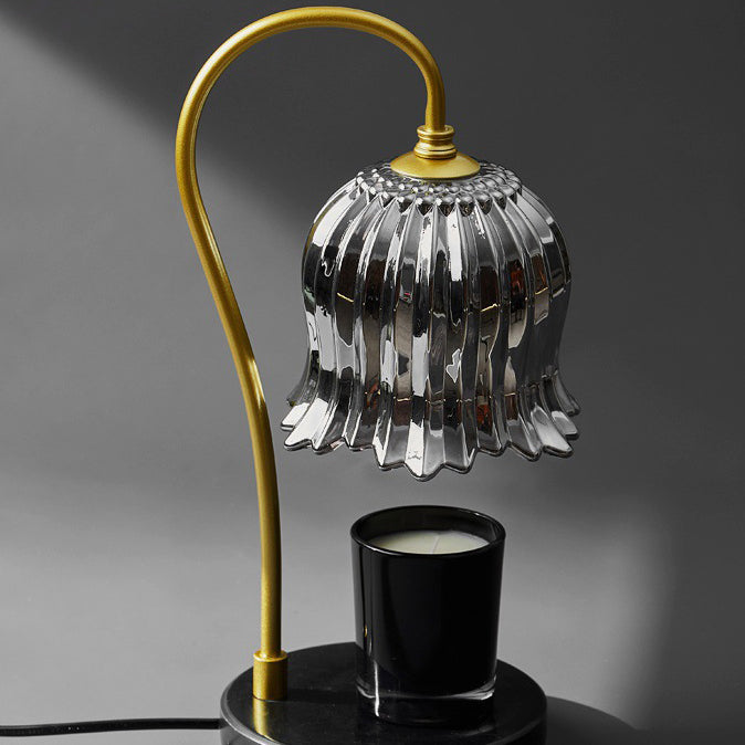 Orchid Flower Glass Marble Table Lamp