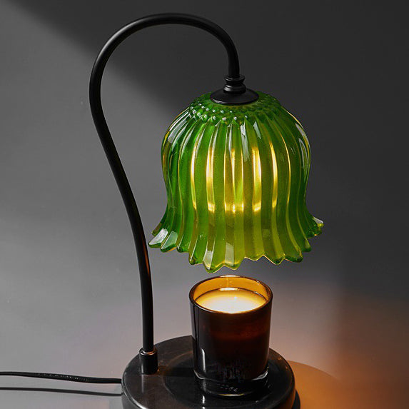 Orchid Flower Glass Marble Table Lamp
